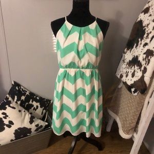boutique teal chevron dress